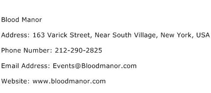 Blood Manor Address Contact Number