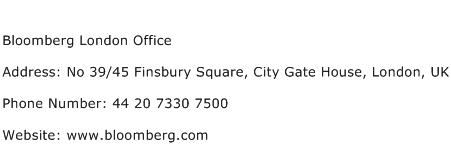 Bloomberg London Office Address Contact Number