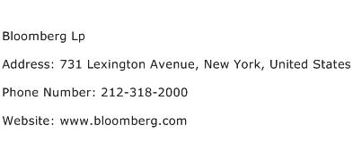 Bloomberg Lp Address Contact Number