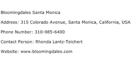 Bloomingdales Santa Monica Address Contact Number