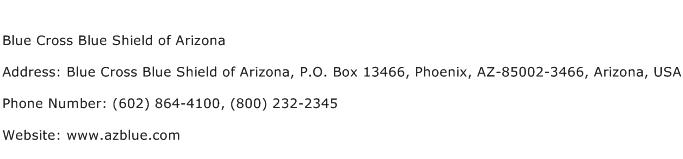 Blue Cross Blue Shield of Arizona Address Contact Number