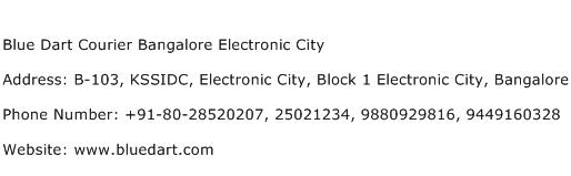 Blue Dart Courier Bangalore Electronic City Address Contact Number