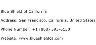 Blue Shield of California Address Contact Number