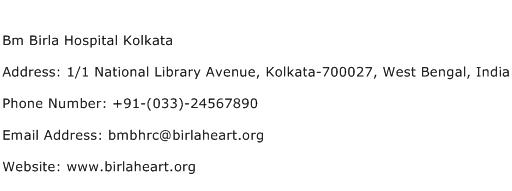 Bm Birla Hospital Kolkata Address Contact Number
