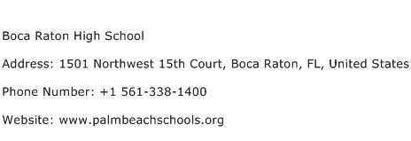 Boca Raton High School Address Contact Number