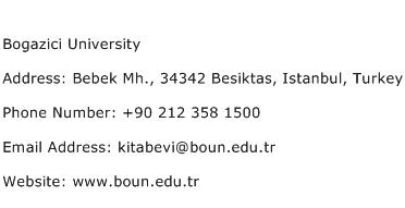 Bogazici University Address Contact Number