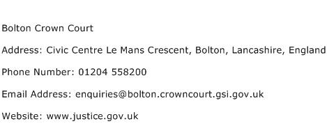 Bolton Crown Court Address Contact Number