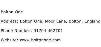 Bolton One Address Contact Number