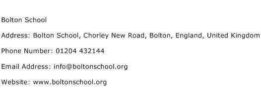 Bolton School Address Contact Number