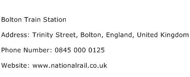 Bolton Train Station Address Contact Number