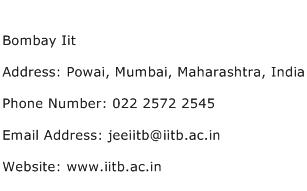 Bombay Iit Address Contact Number