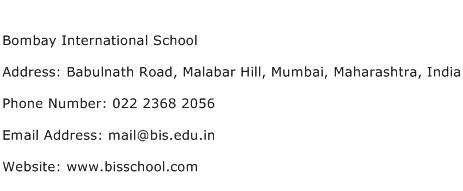 Bombay International School Address Contact Number