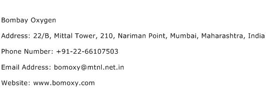 Bombay Oxygen Address Contact Number