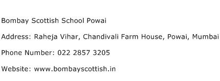 Bombay Scottish School Powai Address Contact Number