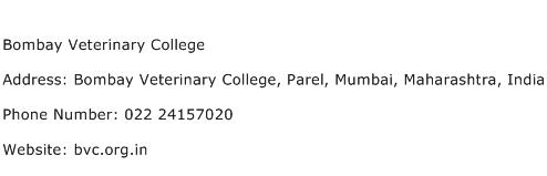 Bombay Veterinary College Address Contact Number
