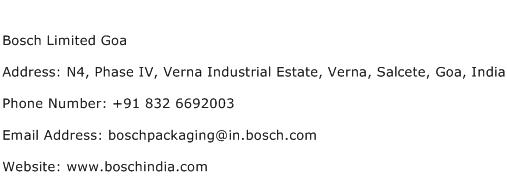 Bosch Limited Goa Address Contact Number
