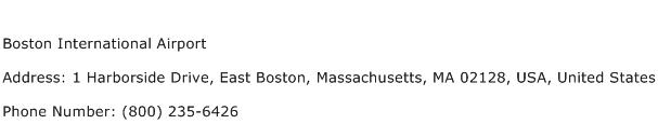 Boston International Airport Address Contact Number