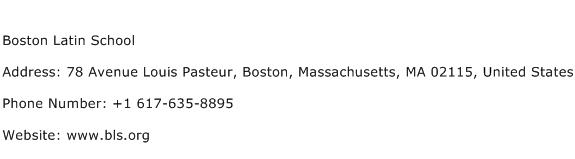Boston Latin School Address Contact Number