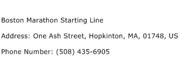 Boston Marathon Starting Line Address Contact Number