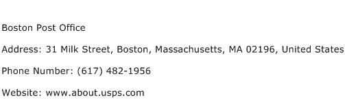 Boston Post Office Address Contact Number