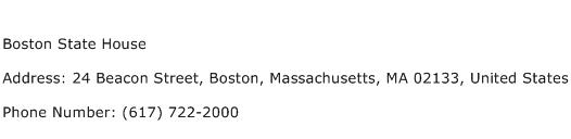 Boston State House Address Contact Number