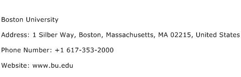 Boston University Address Contact Number