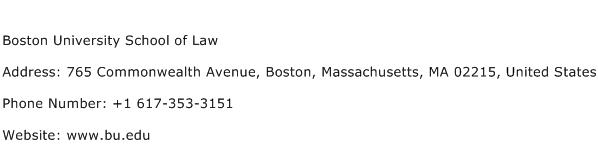 Boston University School of Law Address Contact Number