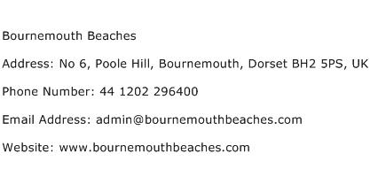 Bournemouth Beaches Address Contact Number