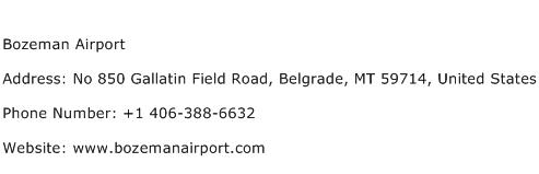 Bozeman Airport Address Contact Number