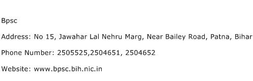 Bpsc Address Contact Number