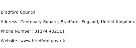 Bradford Council Address Contact Number
