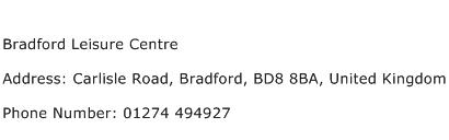 Bradford Leisure Centre Address Contact Number