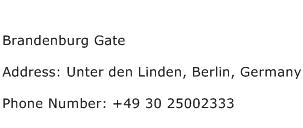 Brandenburg Gate Address Contact Number