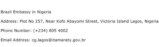 Brazil Embassy in Nigeria Address Contact Number