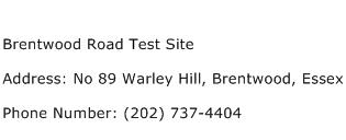 Brentwood Road Test Site Address Contact Number