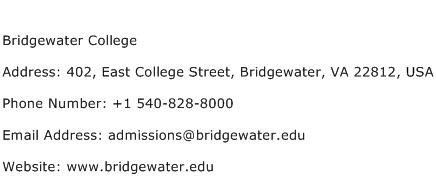 Bridgewater College Address Contact Number