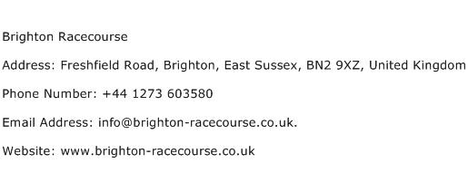 Brighton Racecourse Address Contact Number