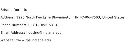 Briscoe Dorm Iu Address Contact Number