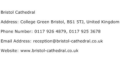 Bristol Cathedral Address Contact Number