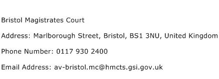 Bristol Magistrates Court Address Contact Number