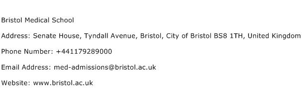 Bristol Medical School Address Contact Number