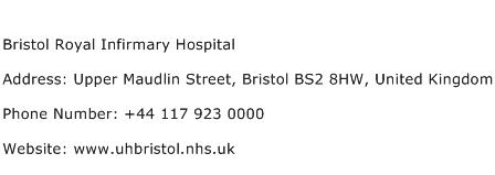 Bristol Royal Infirmary Hospital Address Contact Number