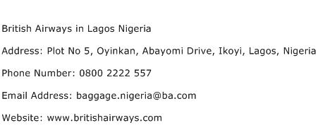 British Airways in Lagos Nigeria Address Contact Number