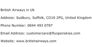British Airways in Uk Address, Contact Number of British Airways in Uk