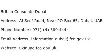 British Consulate Dubai Address Contact Number