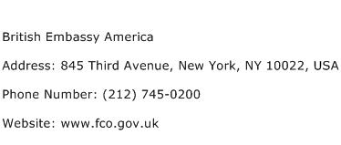 British Embassy America Address Contact Number