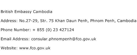 British Embassy Cambodia Address Contact Number