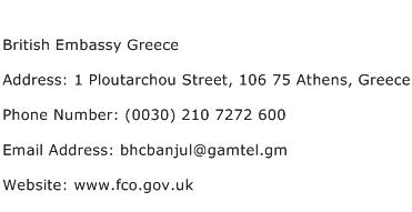 British Embassy Greece Address Contact Number