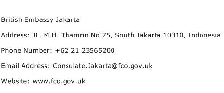 British Embassy Jakarta Address Contact Number