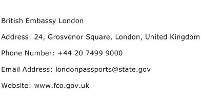 British Embassy London Address Contact Number